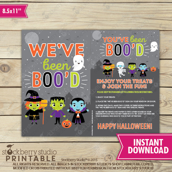 Preview of Halloween You've Been Booed Sign Printable Staff Activities Boo'd Game Sign