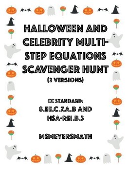 Preview of Halloween and Celebrity Equations Scavenger Hunt