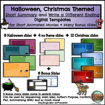 Preview of Halloween and Christmas Writing Activity for Short Movies Digital Templates