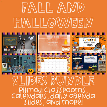 Preview of Halloween and Fall Bitmoji and Agenda Slides Bundle