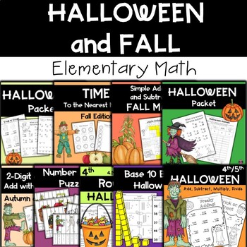 Preview of Halloween and Fall Math for 2nd, 3rd, 4th and 5th Grade BUNDLE