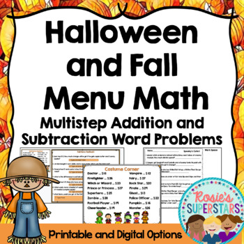 Preview of Halloween and Fall Menu Math | Multistep Addition and Subtraction Word Problems