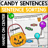 Halloween and October Fragments Center - Candy Sentences Activity