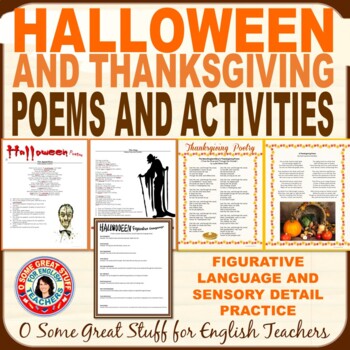 Preview of Halloween and Thanksgiving Poems and Activities and Figurative Language Practice