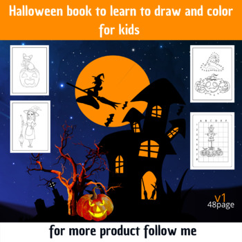 Preview of Halloween book to learn to draw and color for kids