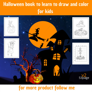 Preview of Halloween book to learn to draw and color for kids