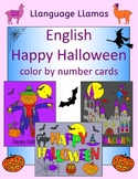 Halloween color by number cards for elementary students or