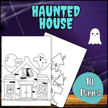 Halloween coloring page (haunted house) by Tara from Sweden | TPT