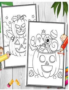 Preview of Halloween coloring pages for kids .