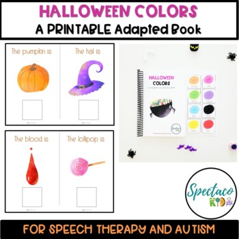 Preview of Halloween colors adapted and interactive book for Speech Therapy fall PRINTABLE