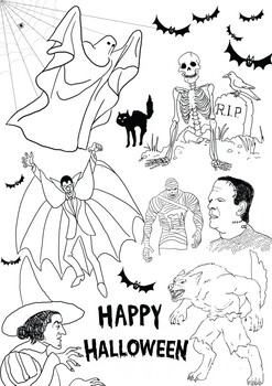 Preview of Halloween colouring sheet or poster