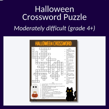Preview of Halloween crossword puzzle #1 perfect for substitute teachers (grade 4+)