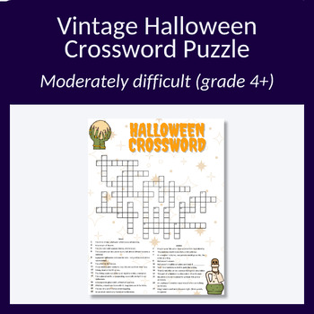 Preview of Halloween crossword puzzle #2 perfect for substitute teachers (grade 4+)