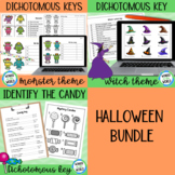 Halloween dichotomous key activities bundle - candy, witch