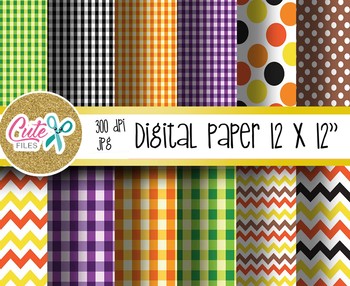 Preview of Halloween digital paper, Picnic pattern, polka, chevron