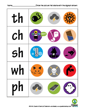 Halloween digraphs: sh, ch, wh, th, ph by Quest to Clean Up Classroom
