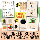 FRENCH HALLOWEEN WORKSHEETS - ACTIVITY BUNDLE: GAMES + WOR