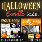 Halloween escape rooms kids bundle digital+printable ESL/EFL