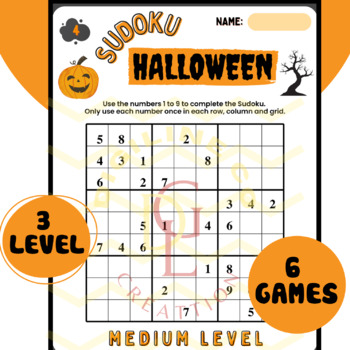 Preview of Halloween fall SUDOKU Math game activities critical thinking middle 5th 6th 7th