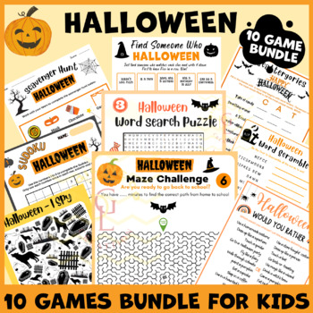 Preview of Halloween fall activity game BUNDLE independent works icebreaker 5th 6th 7th 4th