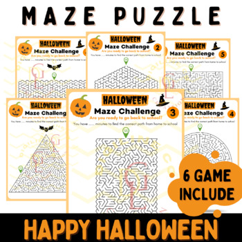Preview of Halloween fall break Maze puzzle Math Game Activity critical thinking middle 5th