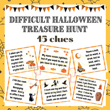 Preview of Halloween hard scavenger Hunt clues brain breaks game activities early finishers