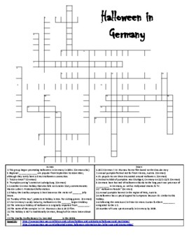 Preview of Halloween in Germany Crossword