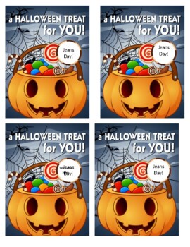 Preview of Halloween jeans day (or any other treat/reward). editable and fillable poster