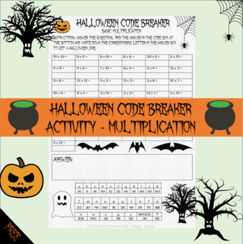 Preview of Halloween math - Halloween multiplication code breaker (freebie)