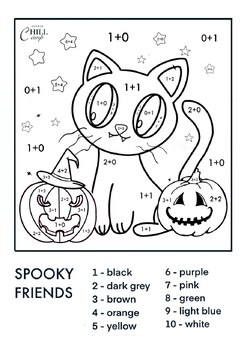 Halloween math coloring by ChillKids Studio | TPT