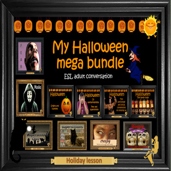 Preview of Halloween mega bundle - ESL Adult English conversation power-point