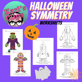 Preview of Halloween Art Lines Of Symmetry Activity 4th Grade Math