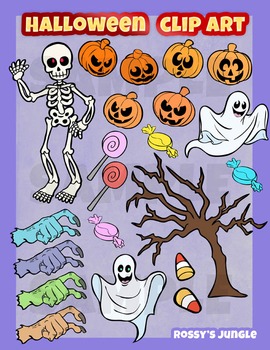 Preview of Halloween monsters and candy clip art set