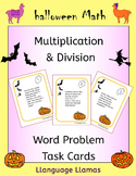 Halloween multiplication and division word problem task cards