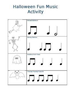Preview of Halloween music rhythm game and Danse Macabre worksheet