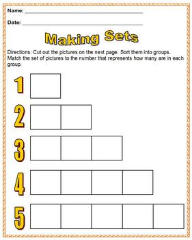 Preview of Halloween number representation; cut & paste making sets; Boardmaker special ed