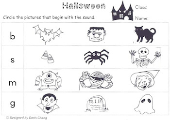 Preview of Halloween phonics worksheet