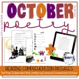 Halloween poetry reading comprehension 3rd, 4th, 5th grade