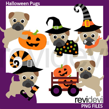 Preview of Halloween pugs clip art