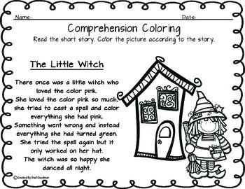 Halloween reading comprehension - coloring according to the story