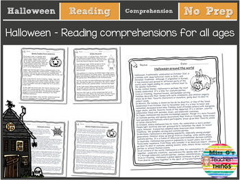 Preview of Halloween reading comprehensions for all ages - Fiction and non-fiction