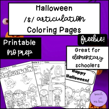 Halloween /s/ Articulation Coloring Pages FREEBIE! by Speech with Ms Lexi