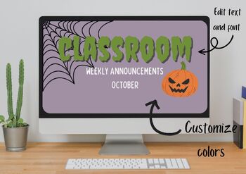 Preview of Halloween slideshow presentation editable Canva template