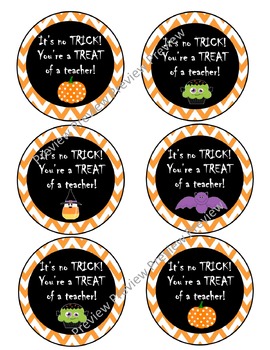 Preview of Halloween tags, gift tags, trick or treat, teacher gifts, Halloween labels