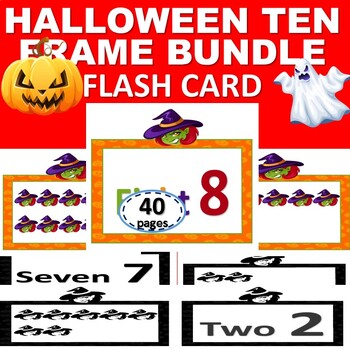 Preview of Halloween ten frame flash cards Bundle