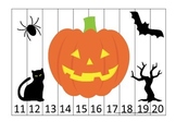 Halloween themed Number Sequence Puzzle 11-20 printable pr