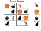 Halloween themed Picture Sudoku printable preschool learni