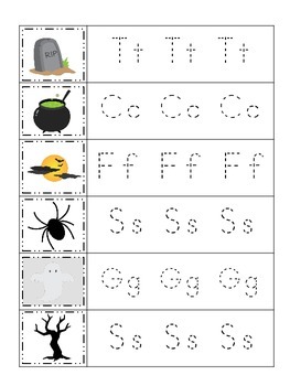 halloween themed trace the beginning letter printable preschool worksheets