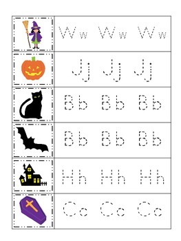 halloween themed trace the beginning letter printable preschool worksheets