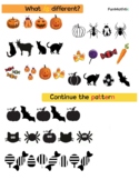 Halloween themed math and logic fun worksheets. Pre K / K 